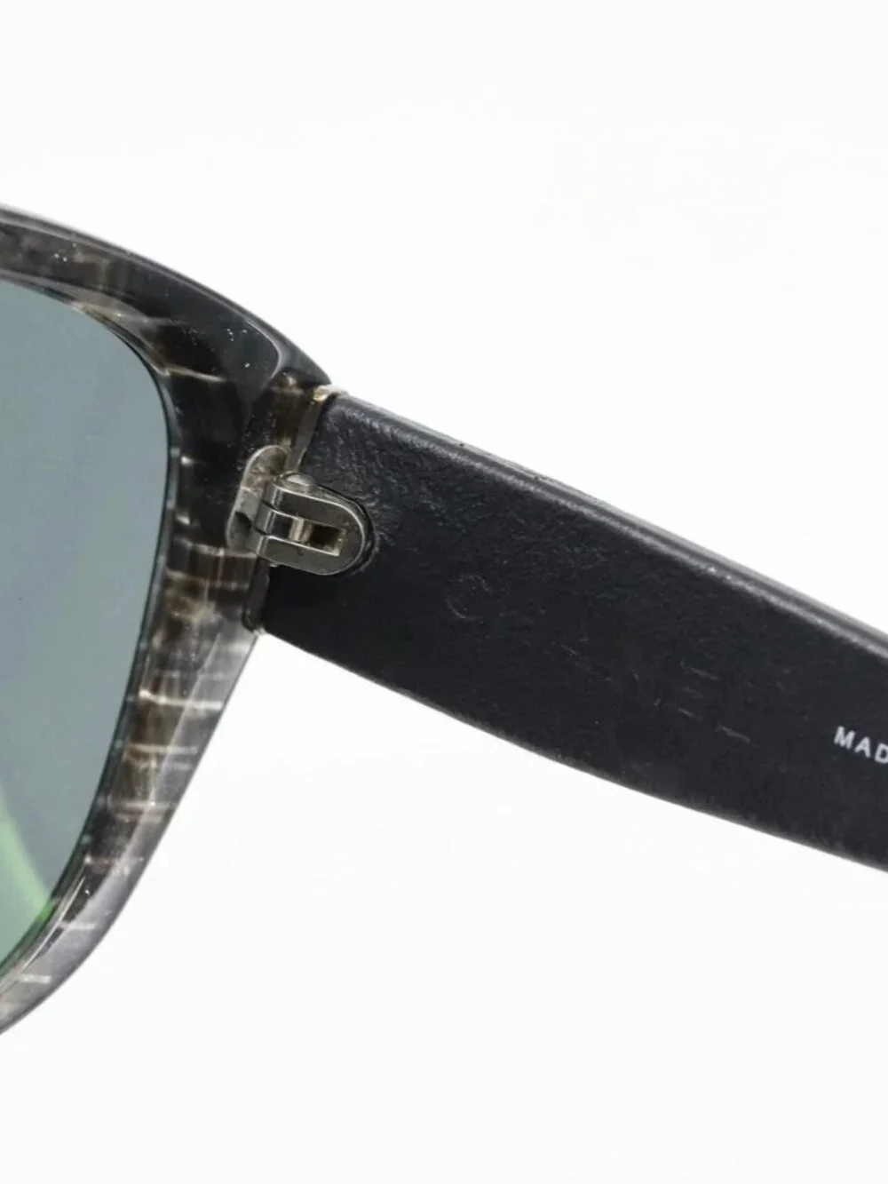 CHANEL Matelasse Sunglasses Plastic Lamb Skin Black CC Auth BA12975M